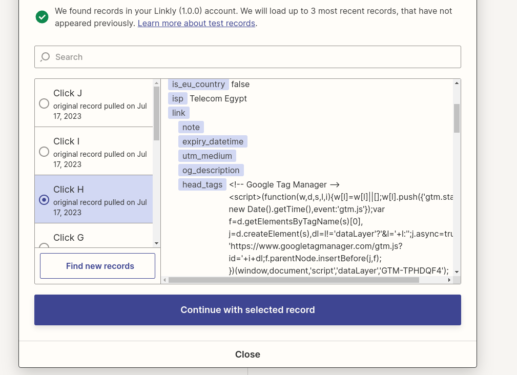 Improvement of Zapier Click Triggers