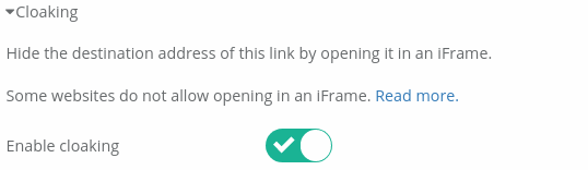 Flip the switch to enable cloaking.