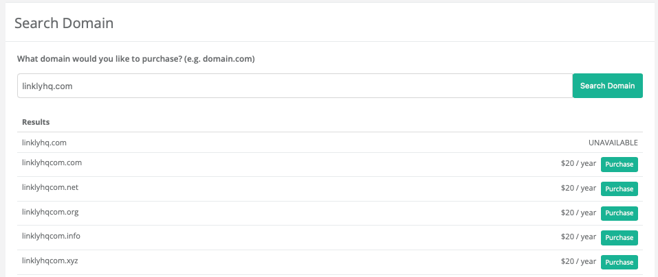 Search for the domain you would like to purchase