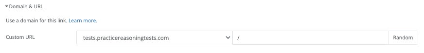 Under **Domain & URL**, make sure your domain is selected, and then enter a `/` in the second field.