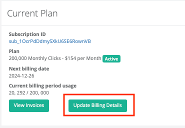 Click 'Update Billing Details'